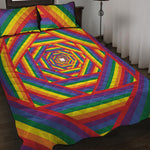 Abstract Rainbow LGBT Stripes Print Quilt Bed Set