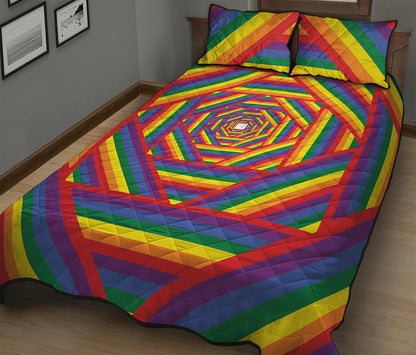 Abstract Rainbow LGBT Stripes Print Quilt Bed Set