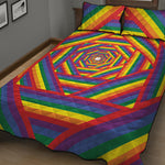Abstract Rainbow LGBT Stripes Print Quilt Bed Set