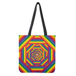 Abstract Rainbow LGBT Stripes Print Tote Bag
