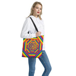 Abstract Rainbow LGBT Stripes Print Tote Bag