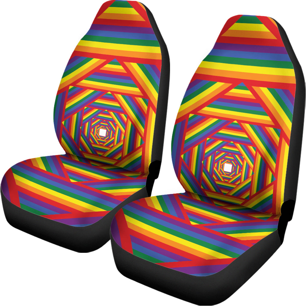 Abstract Rainbow LGBT Stripes Print Universal Fit Car Seat Covers