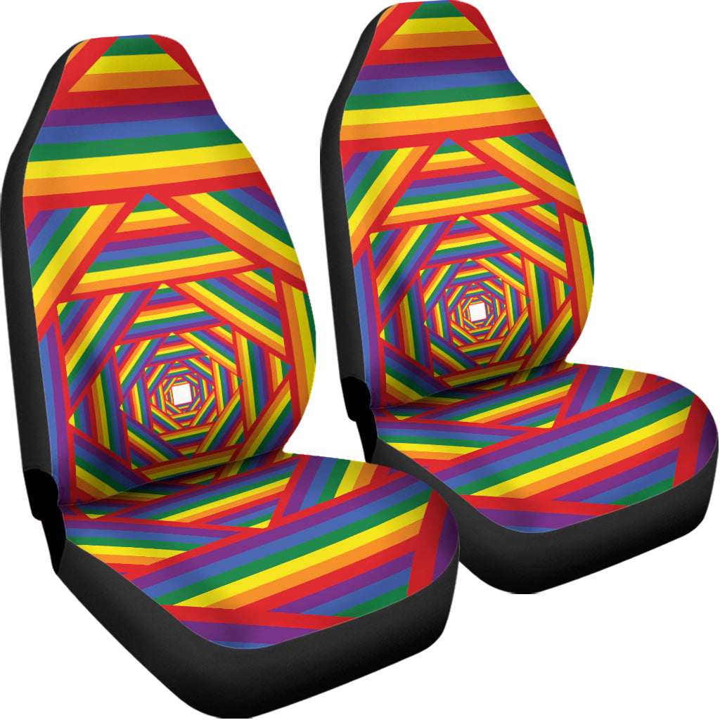 Abstract Rainbow LGBT Stripes Print Universal Fit Car Seat Covers