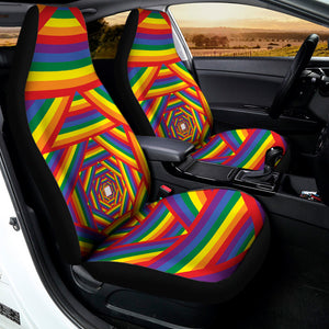 Abstract Rainbow LGBT Stripes Print Universal Fit Car Seat Covers