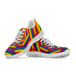 Abstract Rainbow LGBT Stripes Print White Sneakers