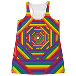 Abstract Rainbow LGBT Stripes Print Women's Racerback Tank Top