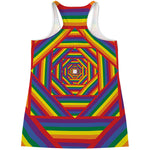 Abstract Rainbow LGBT Stripes Print Women's Racerback Tank Top
