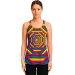 Abstract Rainbow LGBT Stripes Print Women's Racerback Tank Top