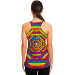 Abstract Rainbow LGBT Stripes Print Women's Racerback Tank Top