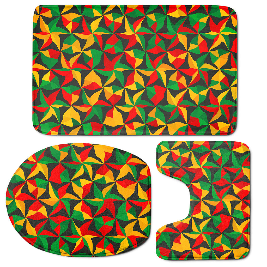 Abstract Reggae Pattern Print 3 Piece Bath Mat Set