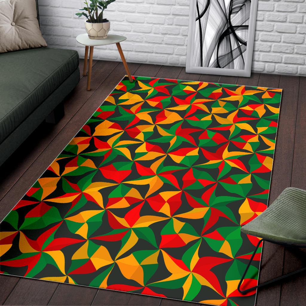 Abstract Reggae Pattern Print Area Rug GearFrost