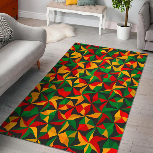 Abstract Reggae Pattern Print Area Rug GearFrost