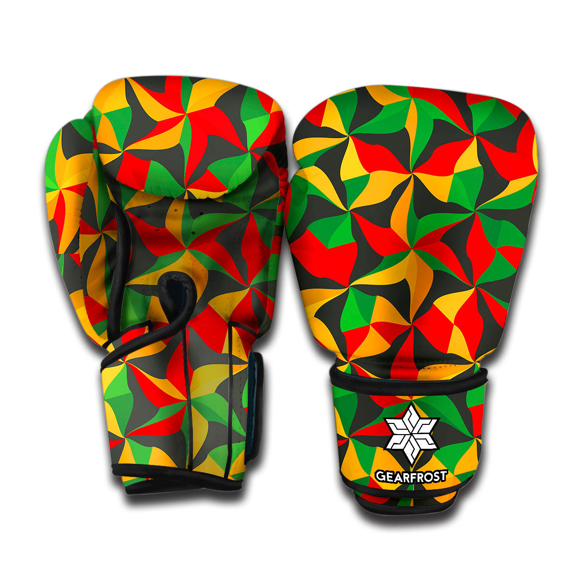 Abstract Reggae Pattern Print Boxing Gloves