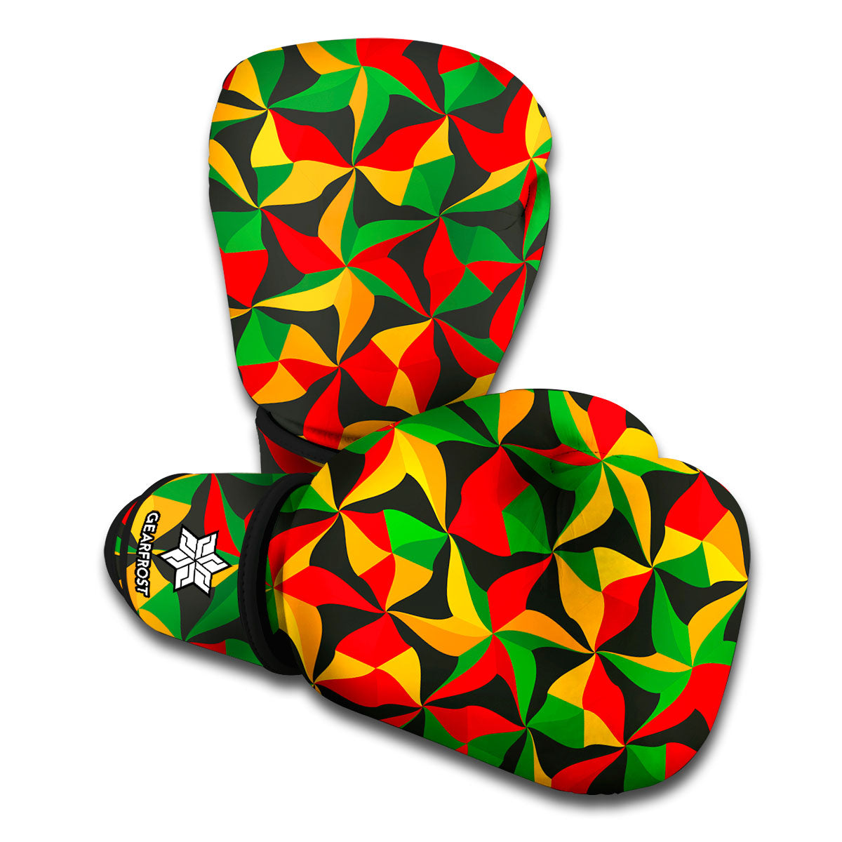 Abstract Reggae Pattern Print Boxing Gloves