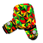Abstract Reggae Pattern Print Boxing Gloves