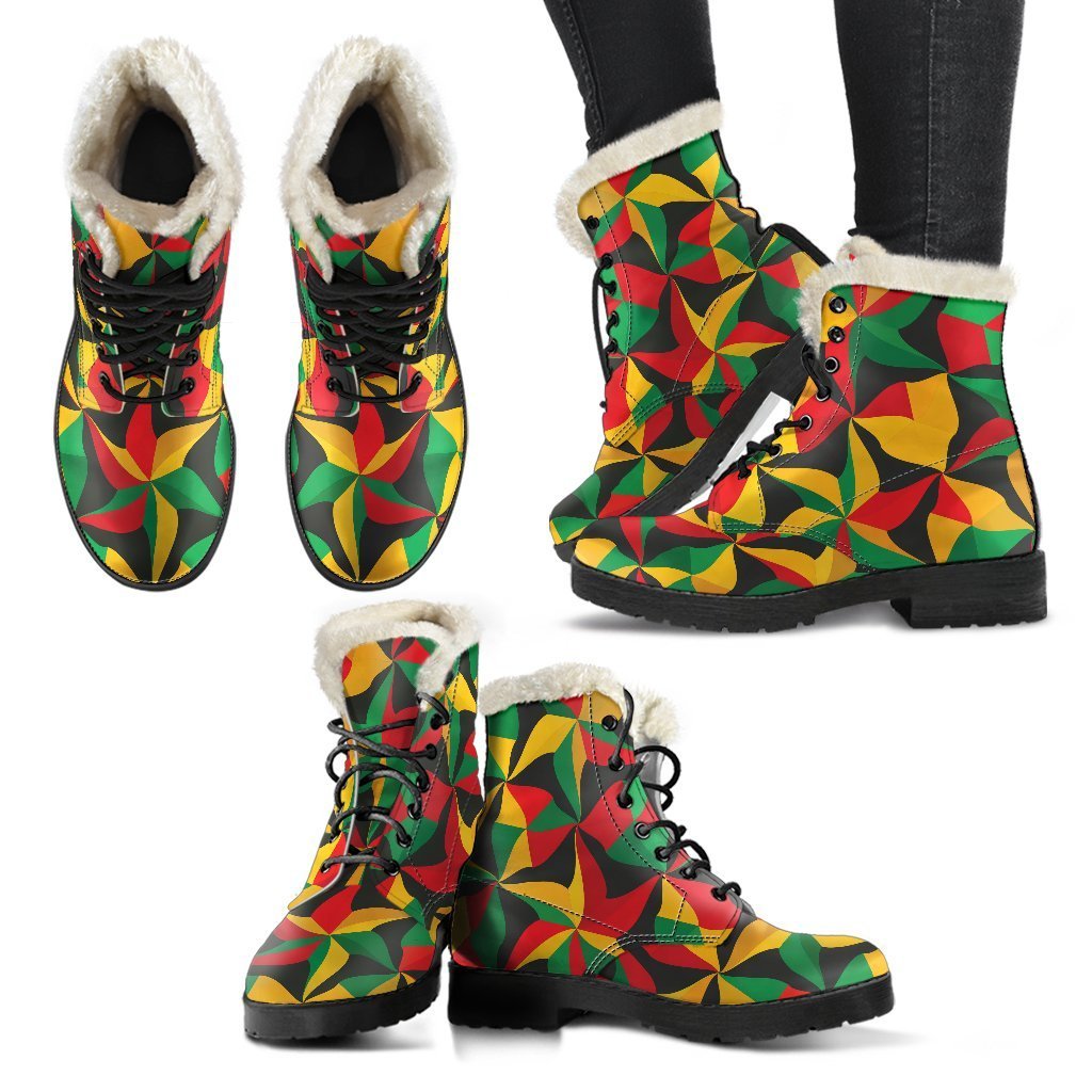 Abstract Reggae Pattern Print Comfy Boots GearFrost