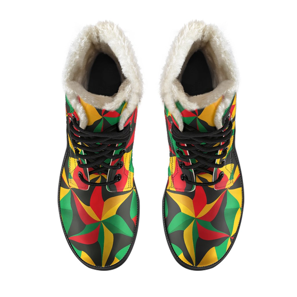 Abstract Reggae Pattern Print Comfy Boots GearFrost