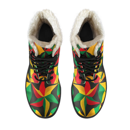 Abstract Reggae Pattern Print Comfy Boots GearFrost