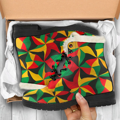 Abstract Reggae Pattern Print Comfy Boots GearFrost