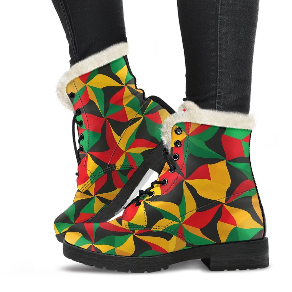 Abstract Reggae Pattern Print Comfy Boots GearFrost