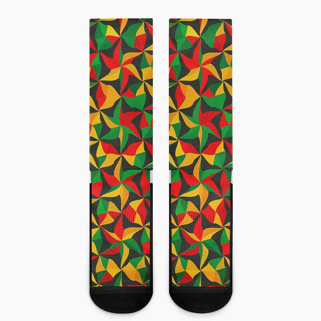 Abstract Reggae Pattern Print Crew Socks