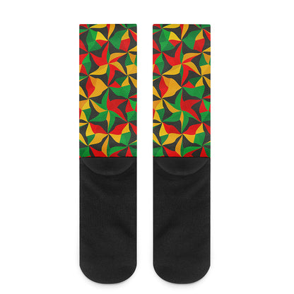 Abstract Reggae Pattern Print Crew Socks