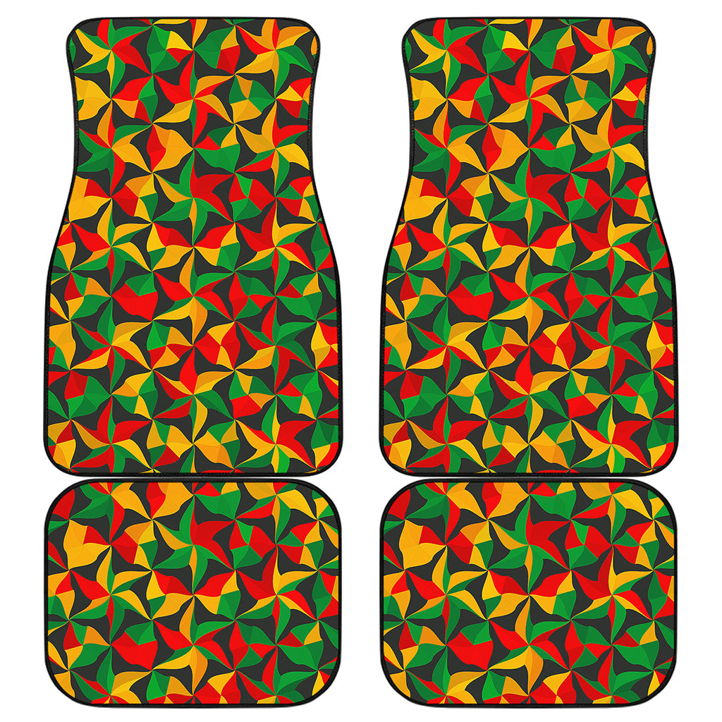 Abstract Reggae Pattern Print Front and Back Car Floor Mats