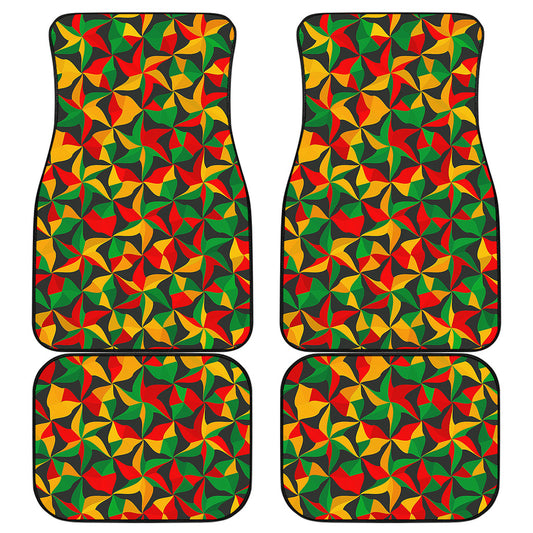 Abstract Reggae Pattern Print Front and Back Car Floor Mats