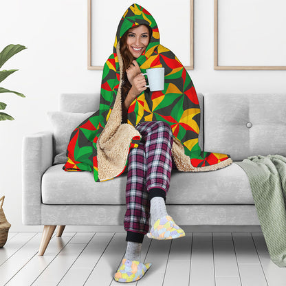 Abstract Reggae Pattern Print Hooded Blanket