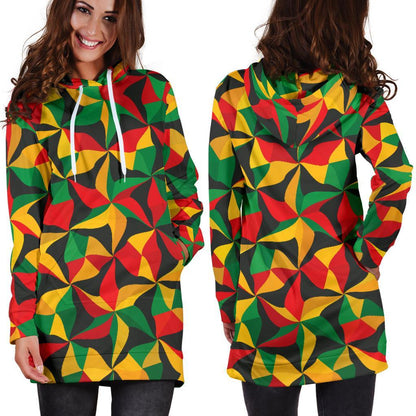 Abstract Reggae Pattern Print Hoodie Dress GearFrost