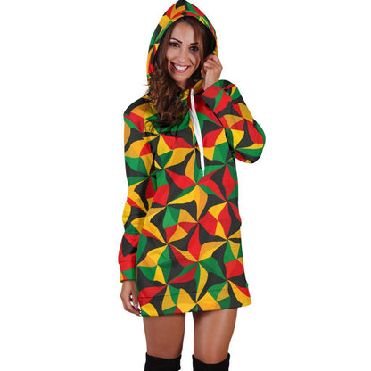 Abstract Reggae Pattern Print Hoodie Dress GearFrost