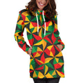 Abstract Reggae Pattern Print Pullover Hoodie Dress