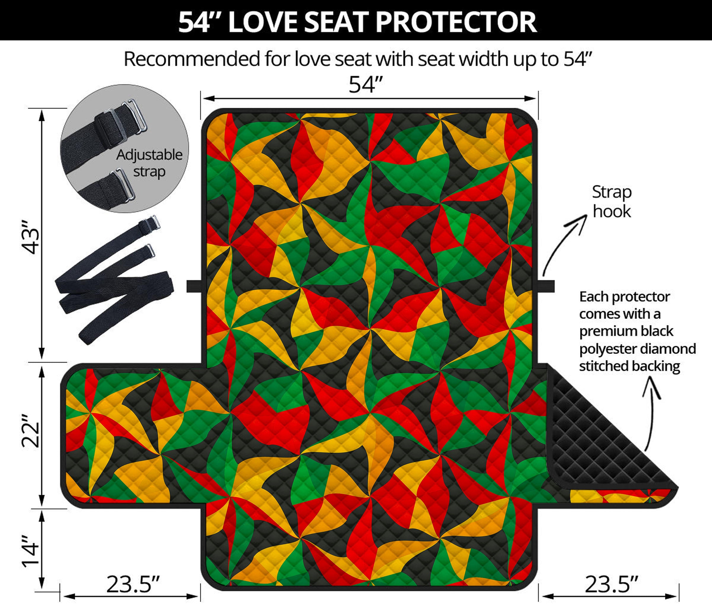 Abstract Reggae Pattern Print Loveseat Protector