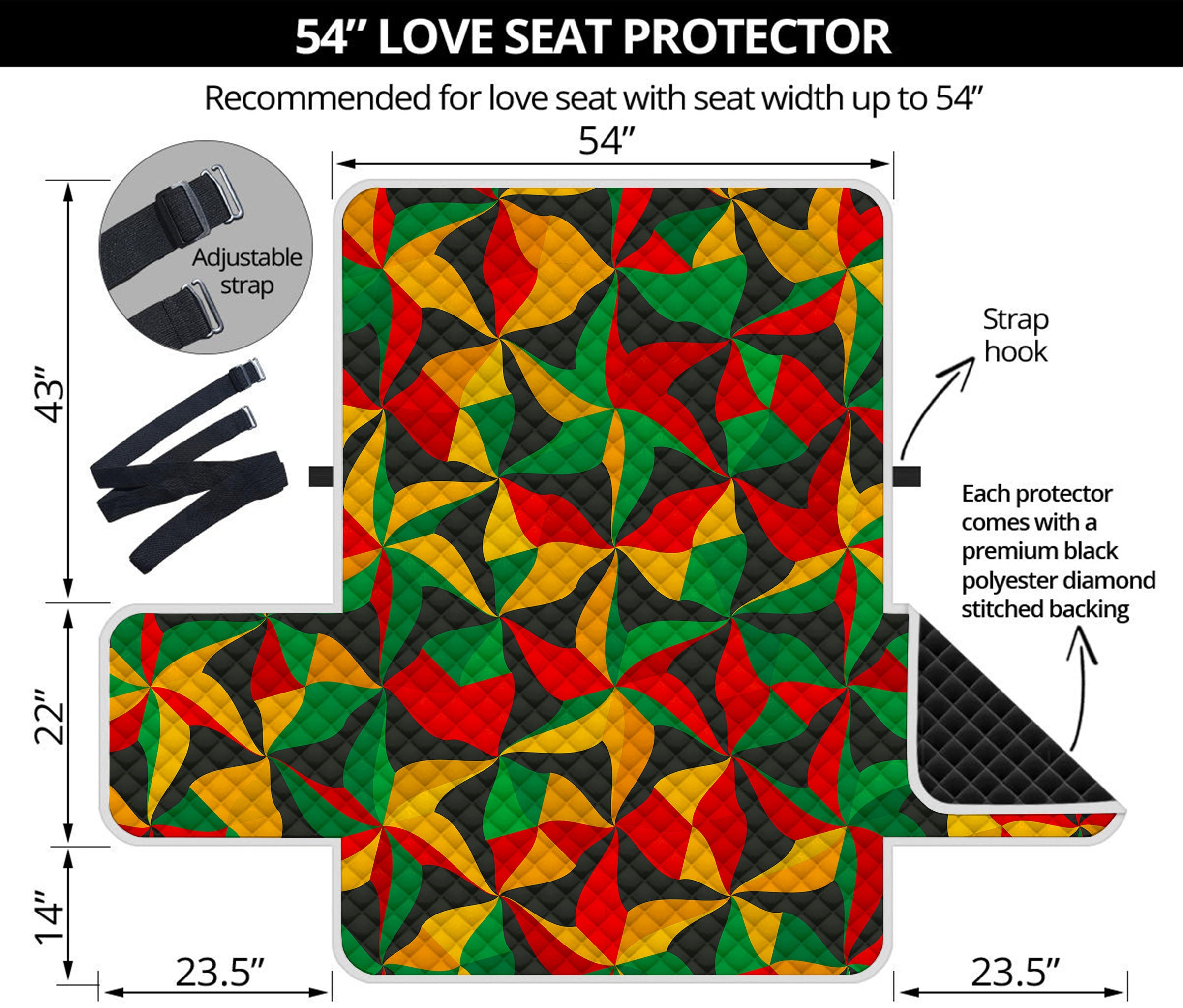 Abstract Reggae Pattern Print Loveseat Protector