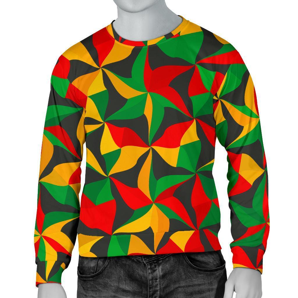 Abstract Reggae Pattern Print Men's Crewneck Sweatshirt GearFrost