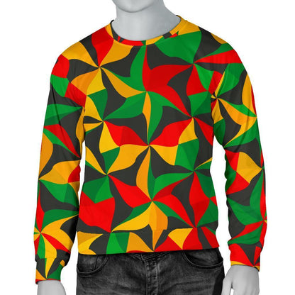 Abstract Reggae Pattern Print Men's Crewneck Sweatshirt GearFrost