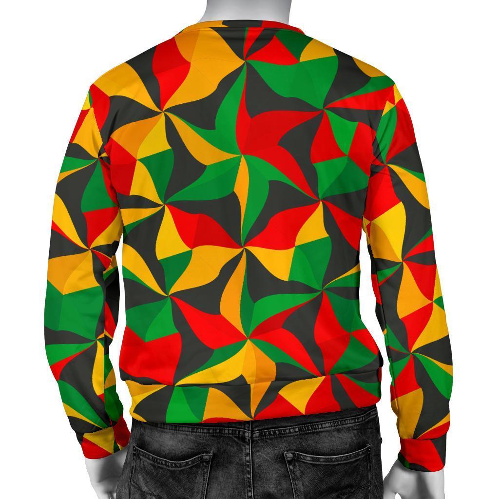 Abstract Reggae Pattern Print Men's Crewneck Sweatshirt GearFrost