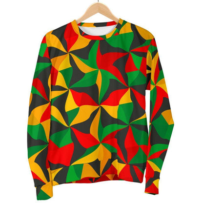 Abstract Reggae Pattern Print Men's Crewneck Sweatshirt GearFrost