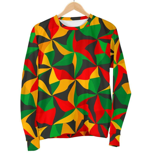 Abstract Reggae Pattern Print Men's Crewneck Sweatshirt GearFrost