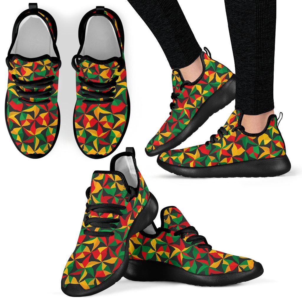 Abstract Reggae Pattern Print Mesh Knit Shoes GearFrost