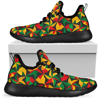 Abstract Reggae Pattern Print Mesh Knit Shoes GearFrost