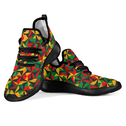Abstract Reggae Pattern Print Mesh Knit Shoes GearFrost