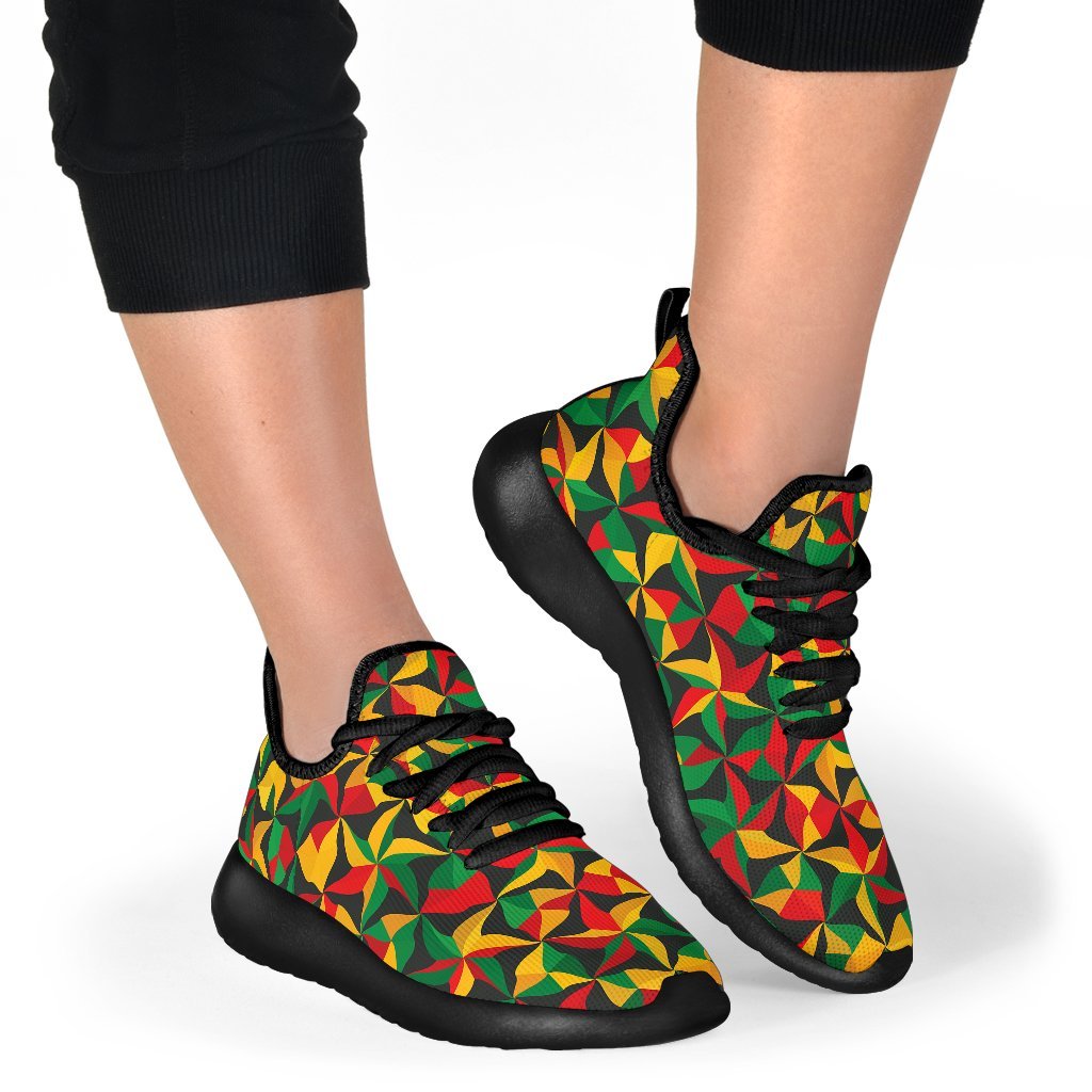 Abstract Reggae Pattern Print Mesh Knit Shoes GearFrost