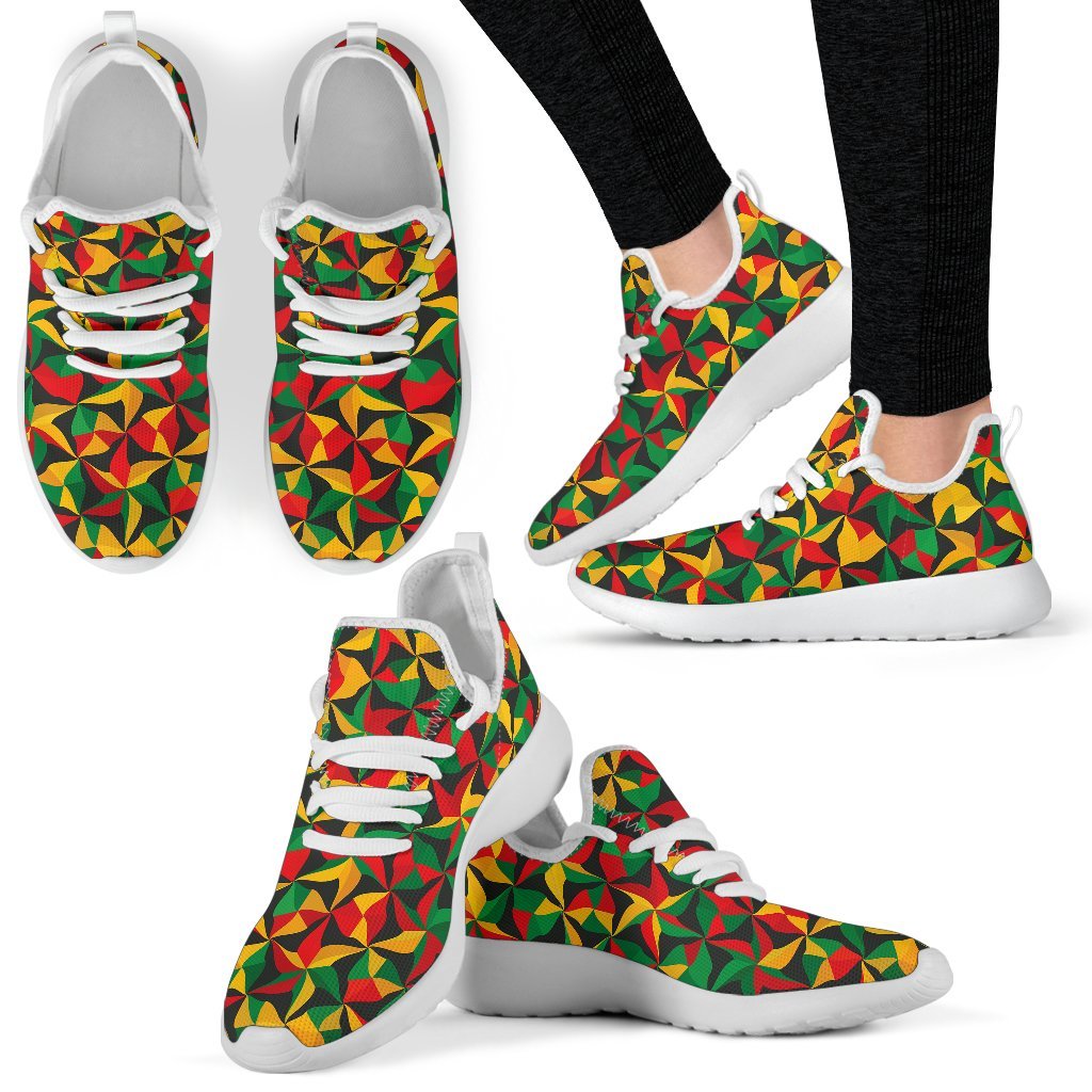 Abstract Reggae Pattern Print Mesh Knit Shoes GearFrost