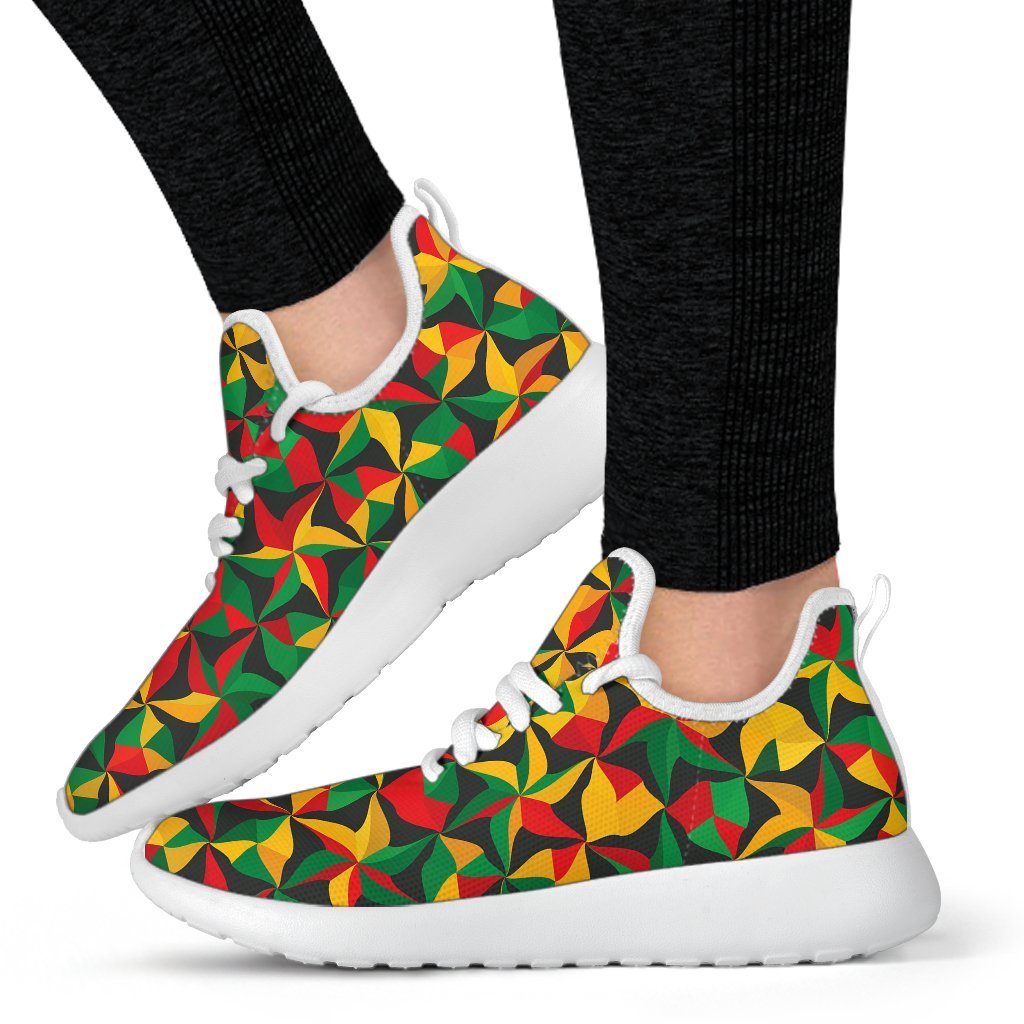 Abstract Reggae Pattern Print Mesh Knit Shoes GearFrost