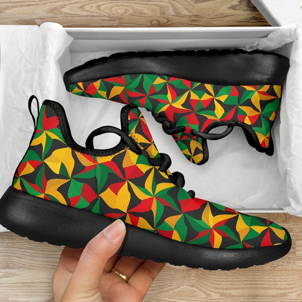 Abstract Reggae Pattern Print Mesh Knit Shoes GearFrost