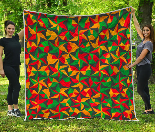 Abstract Reggae Pattern Print Quilt