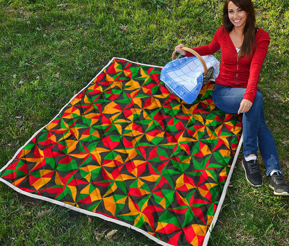 Abstract Reggae Pattern Print Quilt