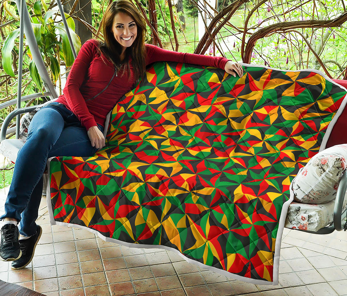 Abstract Reggae Pattern Print Quilt