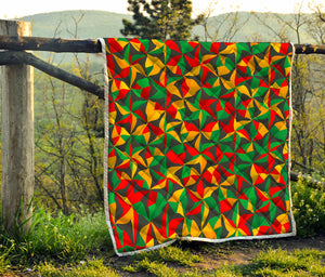 Abstract Reggae Pattern Print Quilt